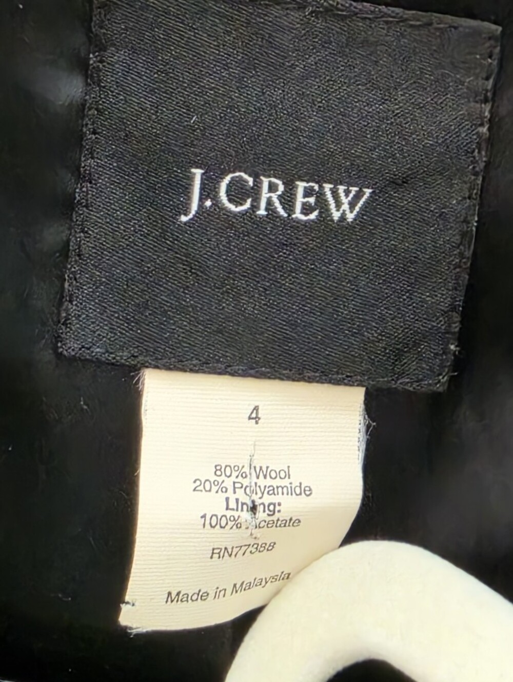 J.Crew Women's Black Wool Blend Double Breasted Peacoat Jacket Size 4 Structured - Picture 10 of 14